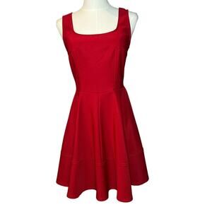 Lulus Home Before Daylight Red Skater Dress Square Neck Size M Flawed